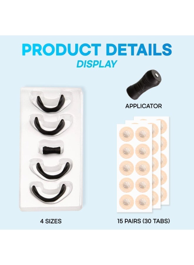 Anti Snoring Nose Strips Kit, with 4 Convenient Sizes, Skin Safe Adhesive Tape, Sweatproof Design - Magnetic Nose Adhesive for Improved Breathing multicolor (15 pairs) - Image 2